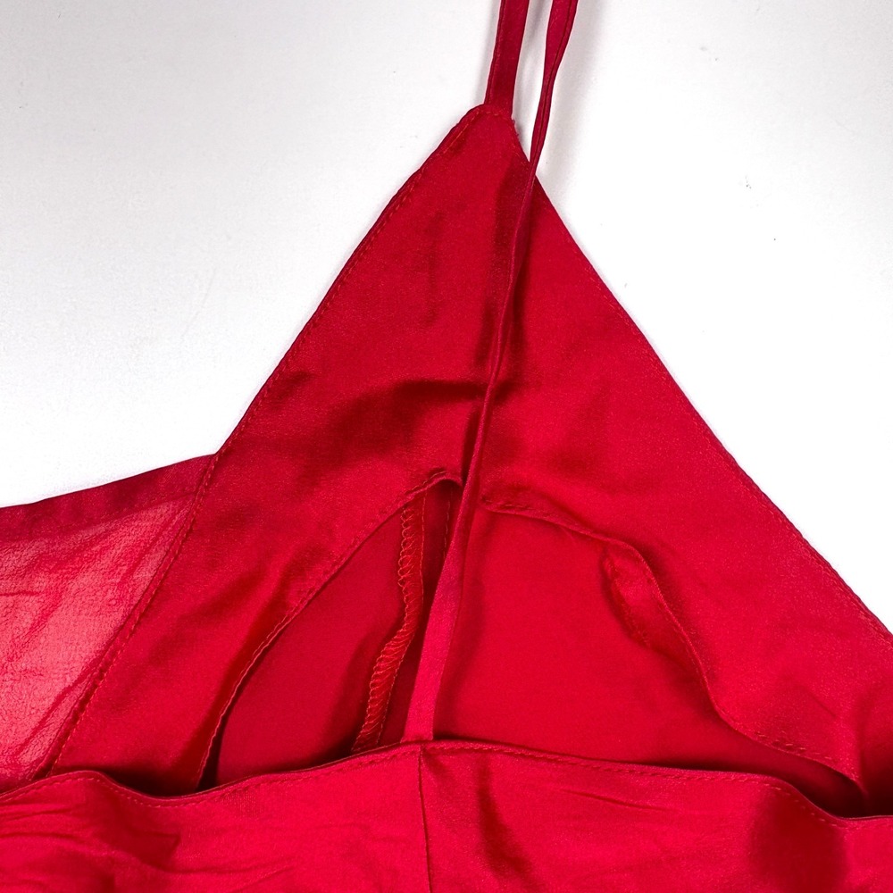 VTG 80/90s Victorias Secret Gold Label Silk Camisole Cami Womens Sz M Cherry Red - Picture 9 of 10